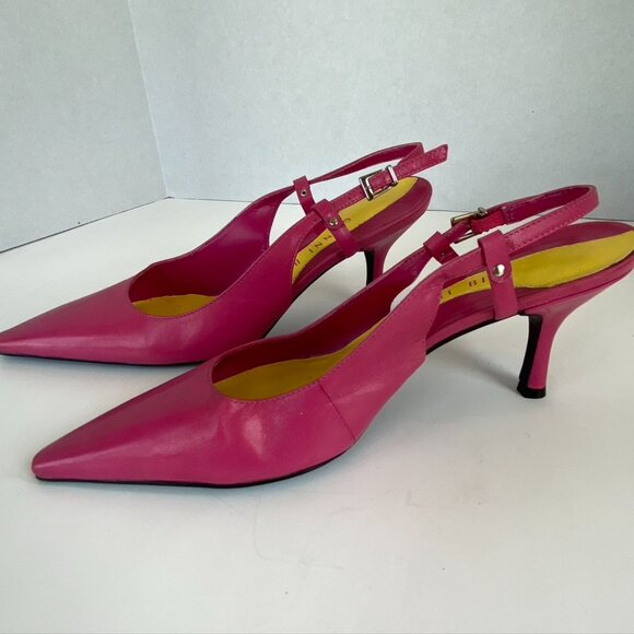 Gianni Bini Pink Leather slides Sz 7.5 - Picture 3 of 7